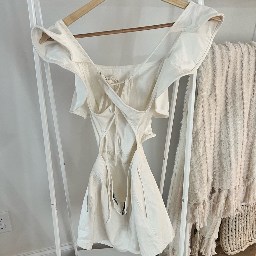White Ruffle Romper - Picture 5 of 6